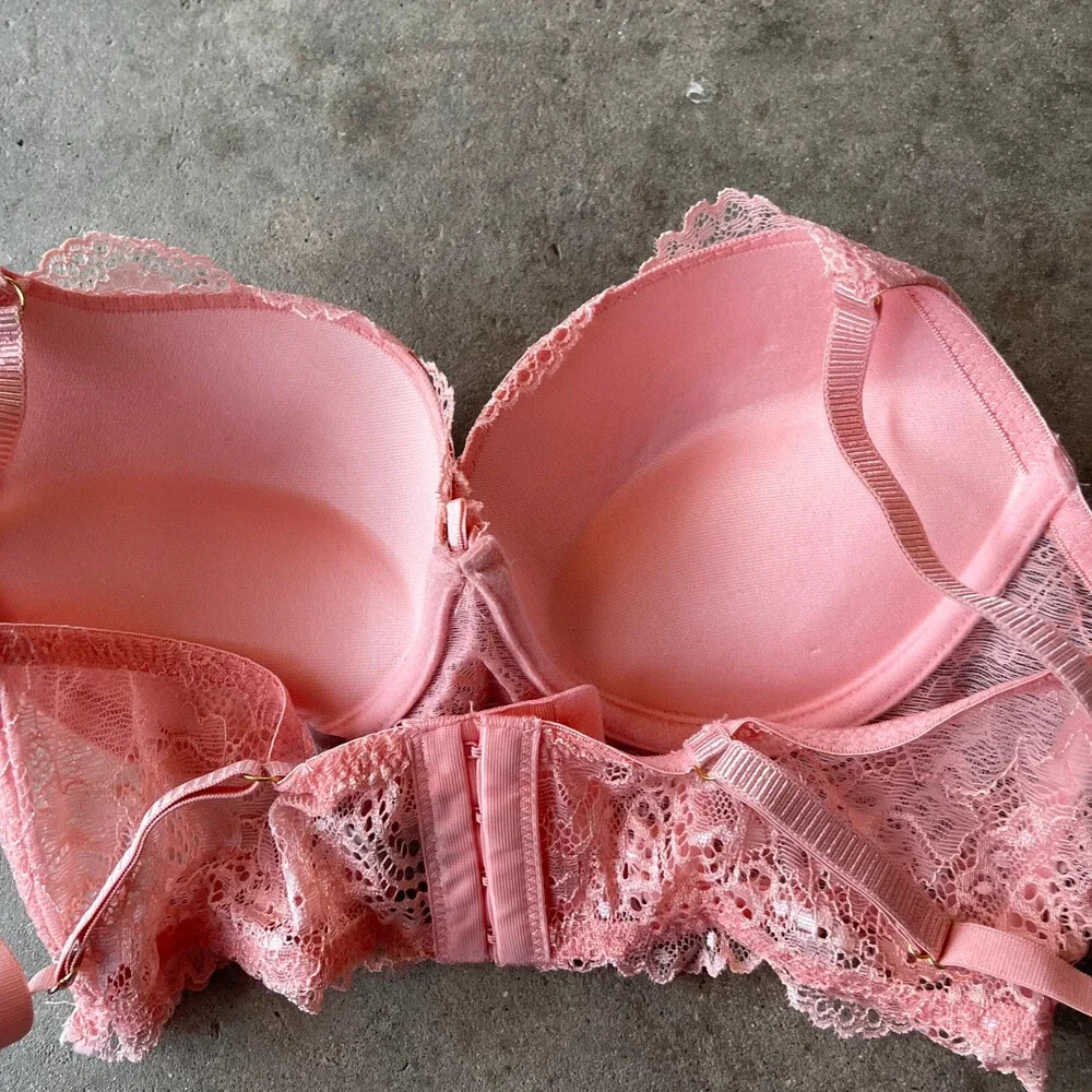 daisy fuentes pink lace padded demi Women’s bra 34b